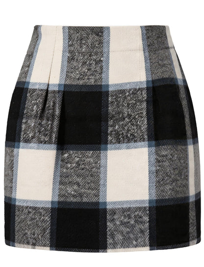 AURUZA Women's Plaid Pencil Mini Skirt