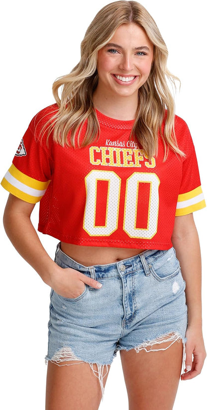 FOCO NFL Womens NFL Ladies Fashion Gameday Jersey Mesh Crop Top Shirt