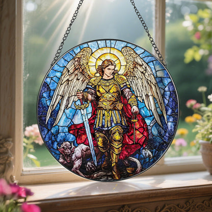8-Inch Jesus with Cardinals Suncatcher Ornament, Stained Glass Window Hanging & Religious Christmas Ornament, Christian Window Decor — Memorial Gift, Christian Gifts for Her, Religious Gifts