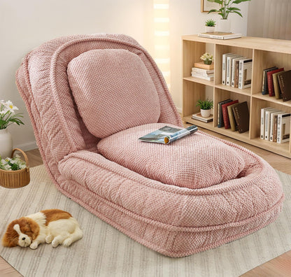 Upholstered Convertible Lounge Chair with 2 Soft Pillows
