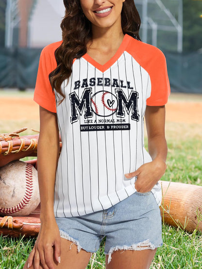 Baseball Mom Shirts for Women V Neck Baseball Stripe Outfits