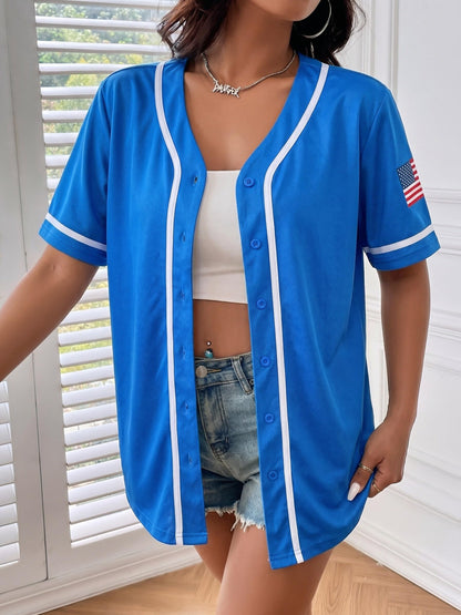 Baseball Shirt Women Baseball Jersey Graphic Button Down Shirt Game Day Short Sleeve Tops