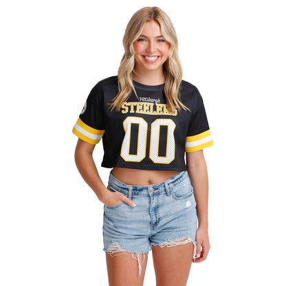 FOCO NFL Womens NFL Ladies Fashion Gameday Jersey Mesh Crop Top Shirt
