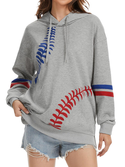 Womens Baseball Hoodie Casual Long Sleeve Baseball Mom Sweatshirt