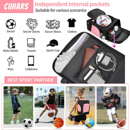 Soccer Backpack,Soccer Bag with Ball Holder and Shoe Compartment