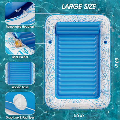 Inflatable Tanning Pool Lounger Float - Jasonwell 4 in 1 Sun Tan Tub Sunbathing Pool Lounge Raft Floatie Toys Water Filled Tanning Bed Mat Pad for Adult Blow Up Kiddie Pool Kids Ball Pit Pool (L)
