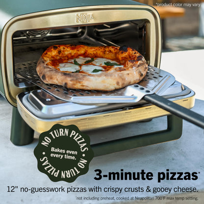 Ninja Artisan Electric Outdoor Pizza Oven with Stone | 12-inch Pizza in 3-minutes | 700F Max Temp | 5-in-1 Functionality – Pizza, Bake, Broil, Proof & Warm | Makes Full Meals | Gray | MO201