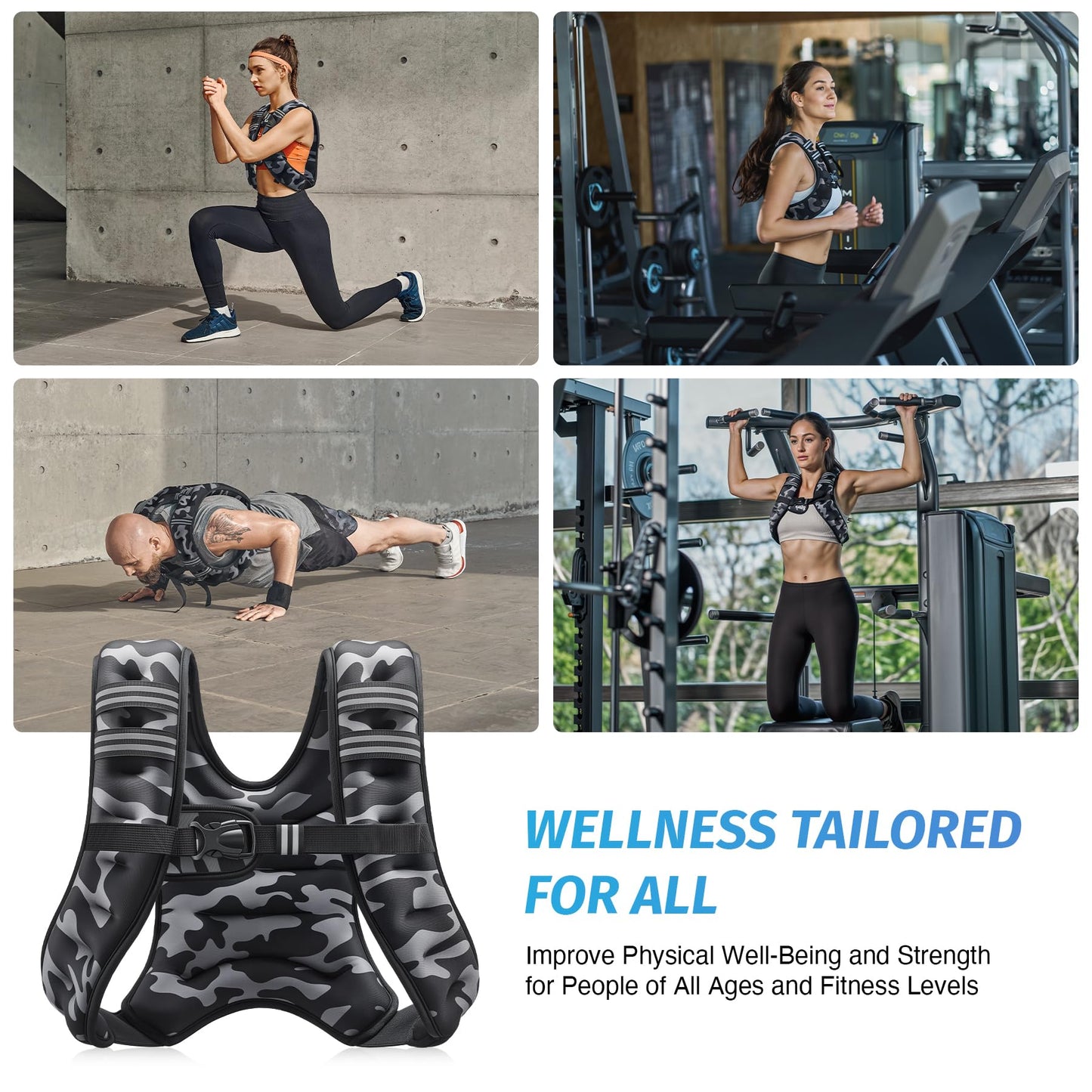ZELUS Weighted Vest, 6lb/8lb/12lb/16lb/20lb/25lb/30lb Weight Vest with Reflective Stripe for Workout, Strength Training, Running, Fitness, Muscle Building, Weight Loss, Weightlifting