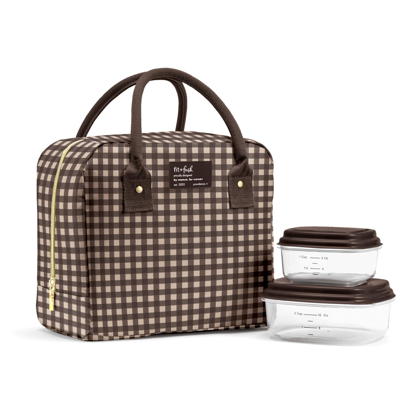 Fit & Fresh Bloomington Lunch Bag for Women - Insulated Large Lunch Box for Work with Containers, Leak-Resistant, Stain-Resistant, Zipper Closure, Cheetah