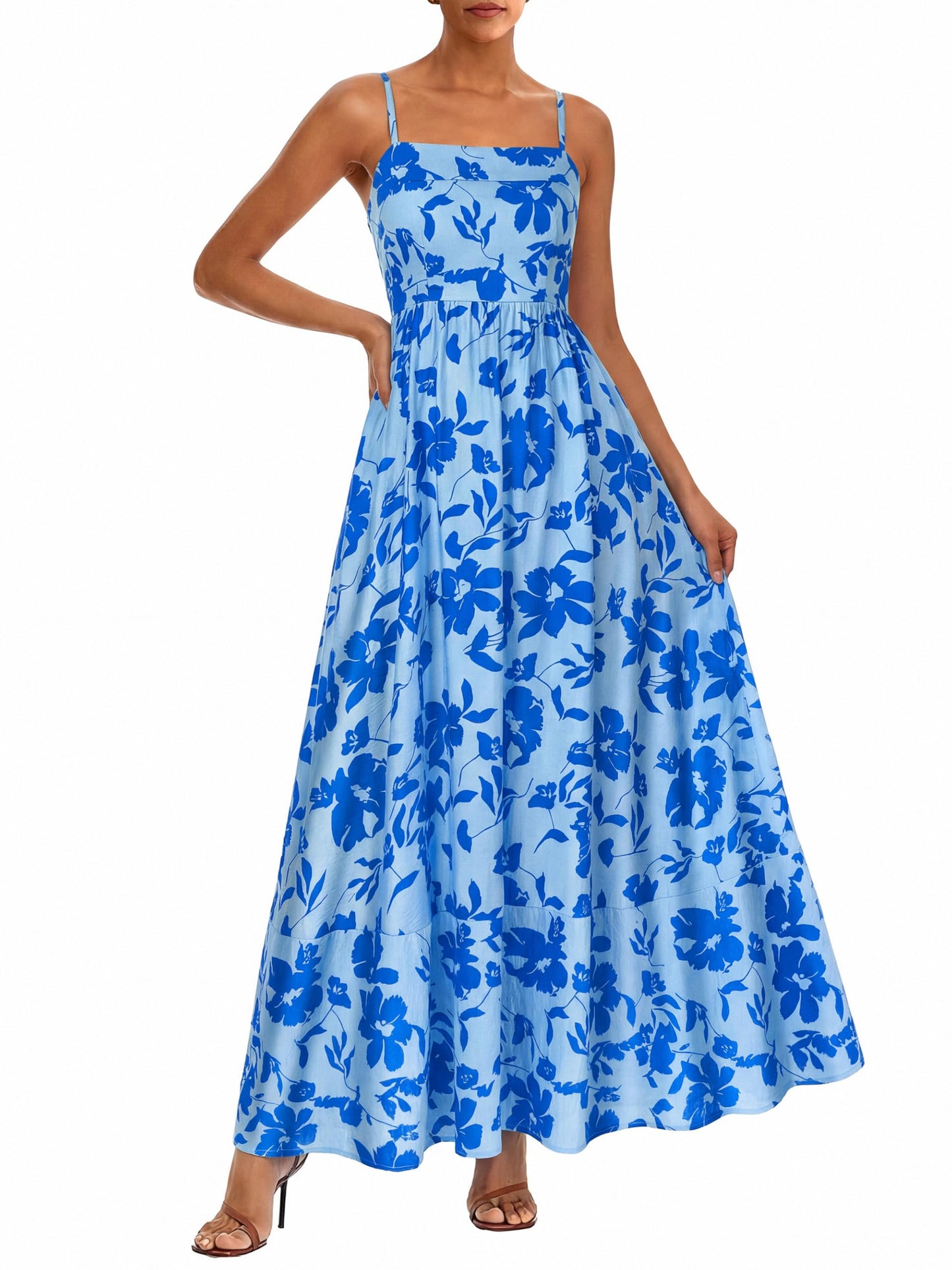 PRETTYGARDEN Women’s Boho Floral Striped Summer Maxi Dress