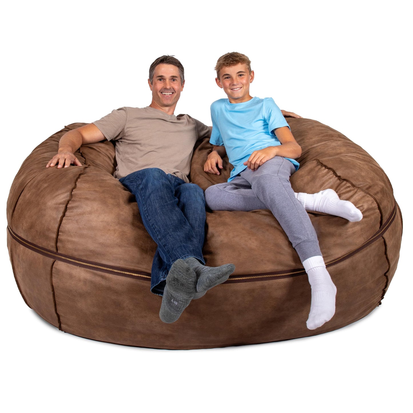 Big Joe Fuf 7Ft Giant Foam Bean Bag Chair, Oversized Couch with Removable Cover for Kids, Teens, Adults, Fog Lenox, Durable Woven Polyester, 7 Foot