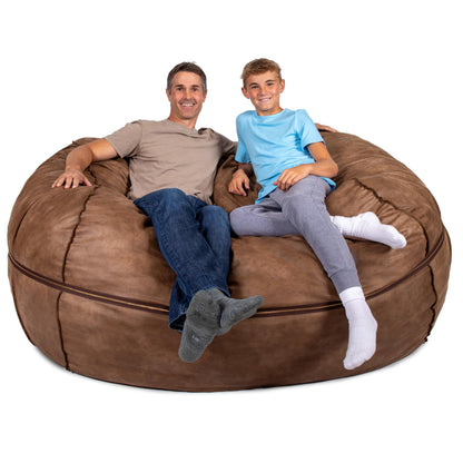 Big Joe Fuf 7Ft Giant Foam Bean Bag Chair, Oversized Couch with Removable Cover for Kids, Teens, Adults, Fog Lenox, Durable Woven Polyester, 7 Foot