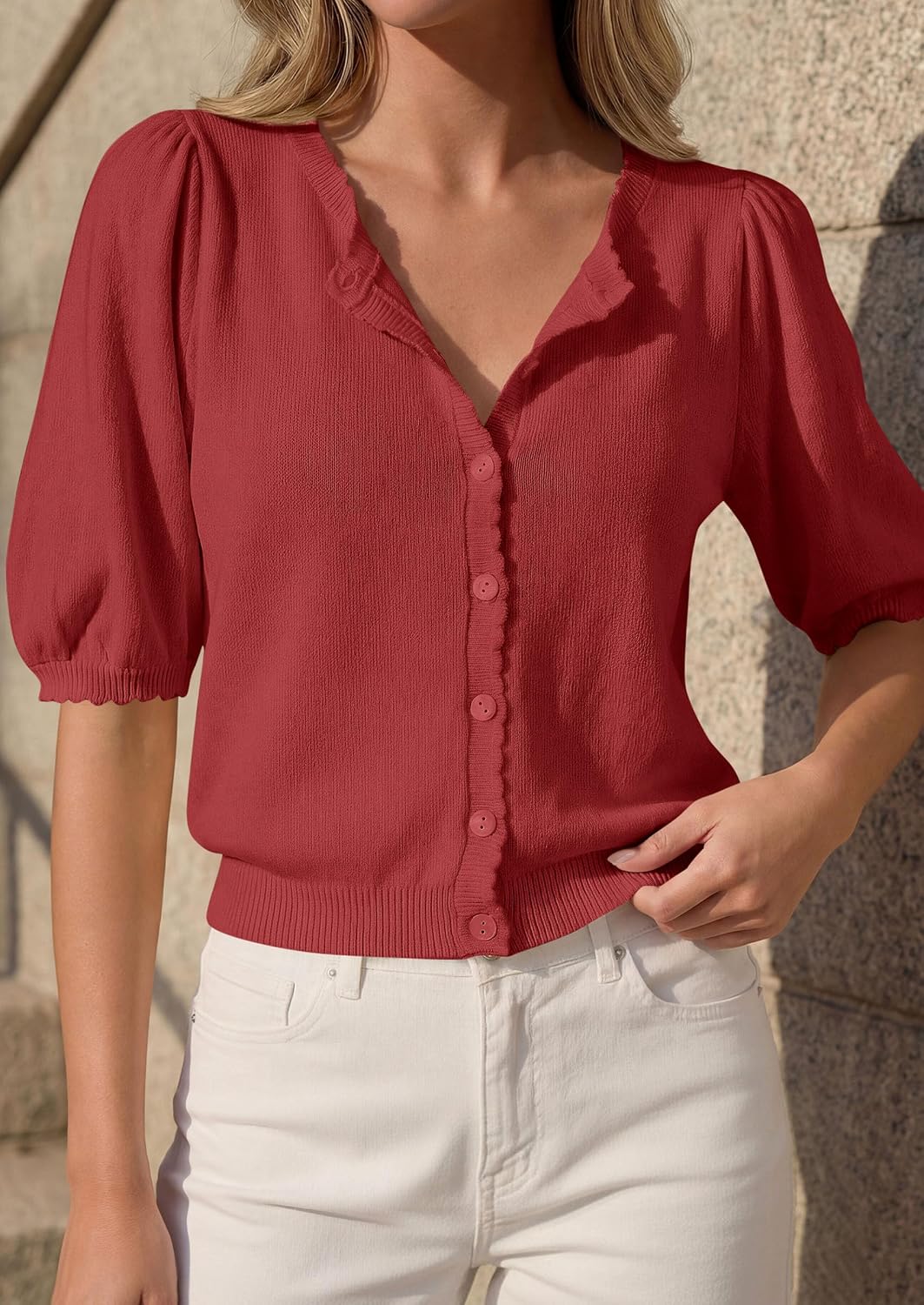 PRETTYGARDEN Women Short Sleeve Lightweight Knit Cardigans