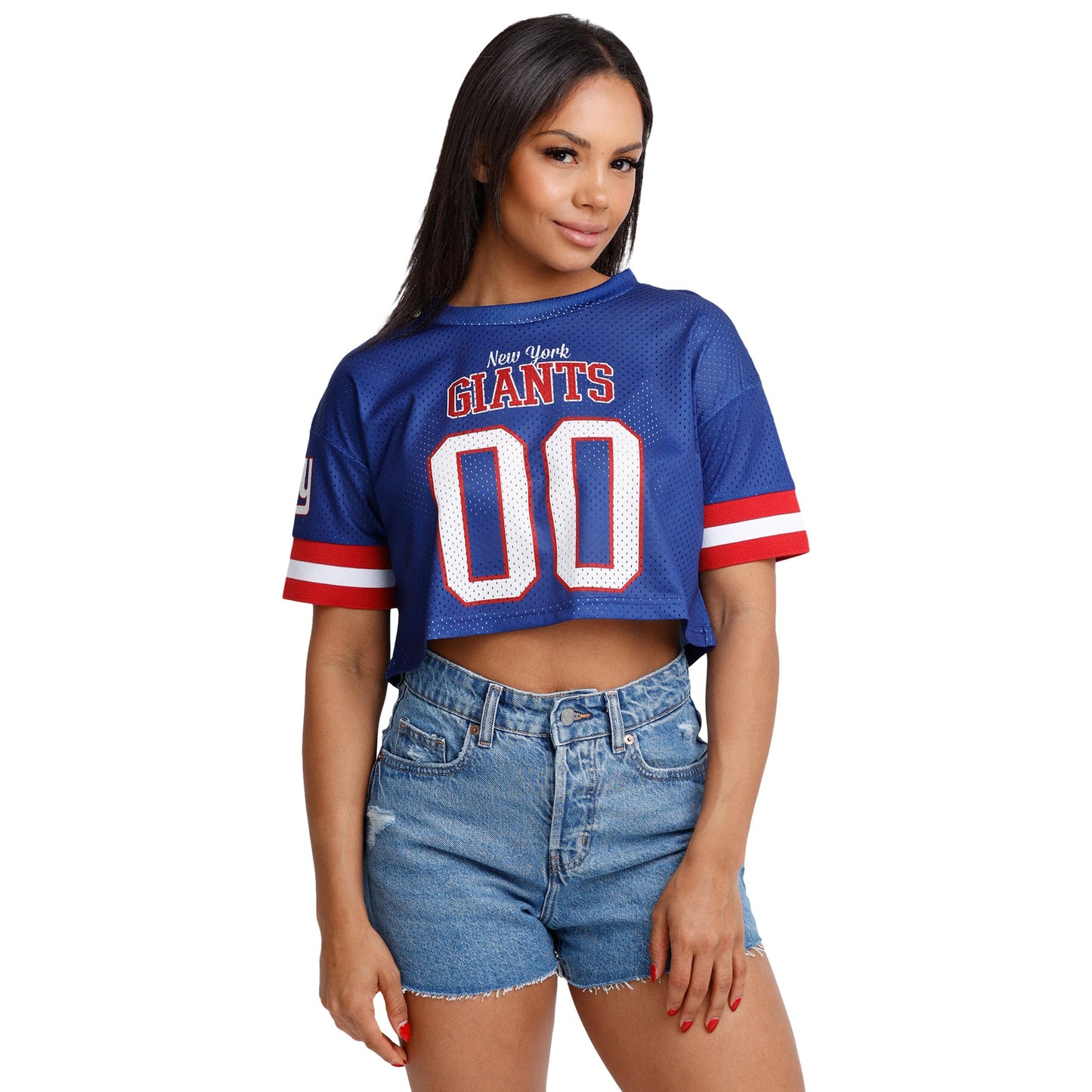 FOCO NFL Womens NFL Ladies Fashion Gameday Jersey Mesh Crop Top Shirt