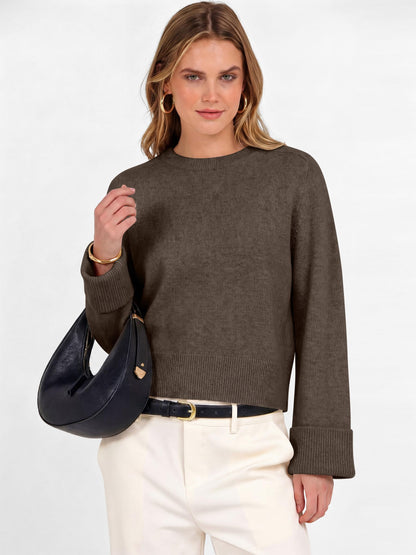 ANRABESS Sweaters for Women Cropped Fall Lightweight Pullover