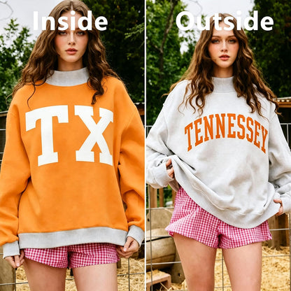 Personalized College Team Reversible Mockneck Sweatshirt, Custom Name with Font & Color Choices