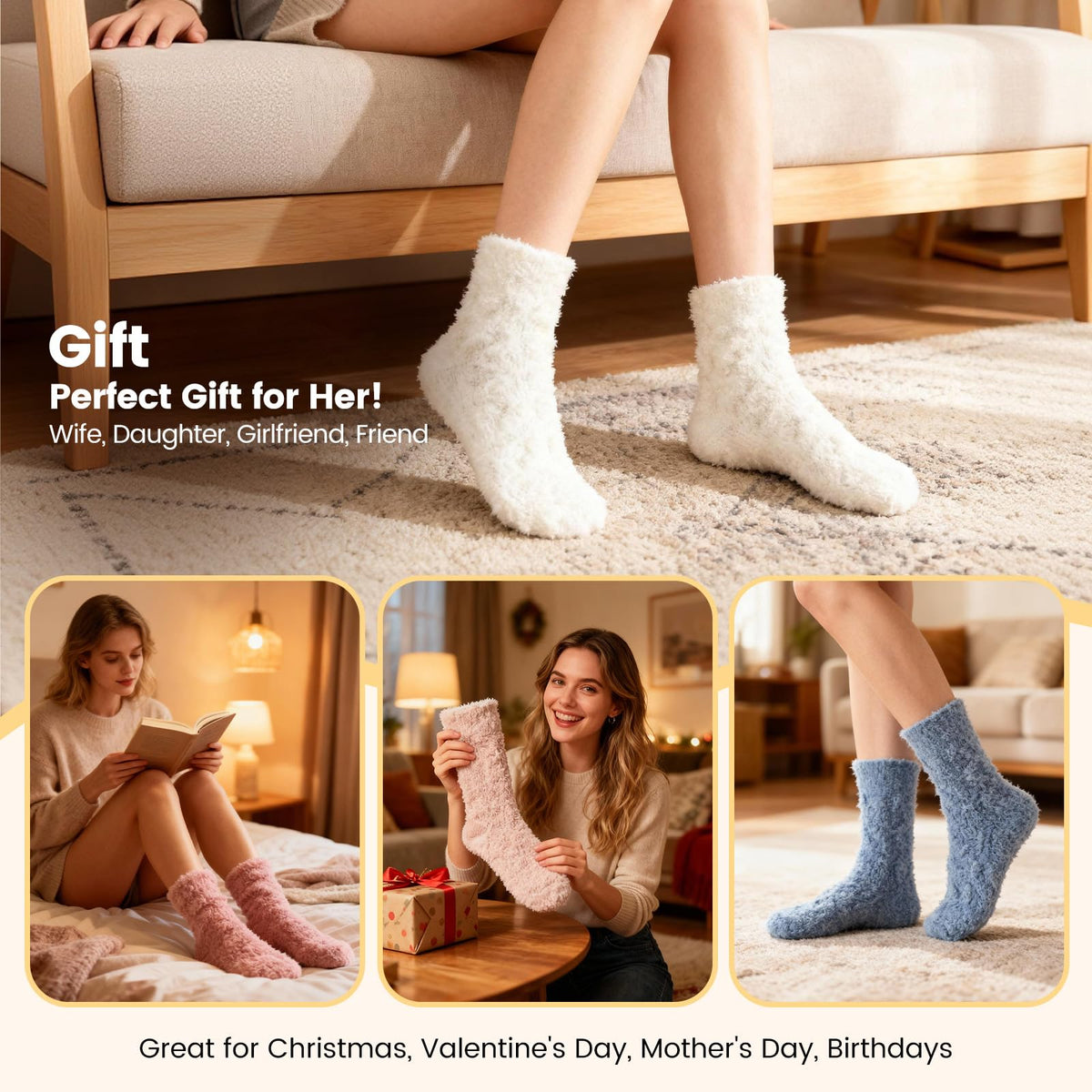Womens Fluffy Fuzzy Socks,Winter Cozy Soft Warm Socks Gifts for Womens