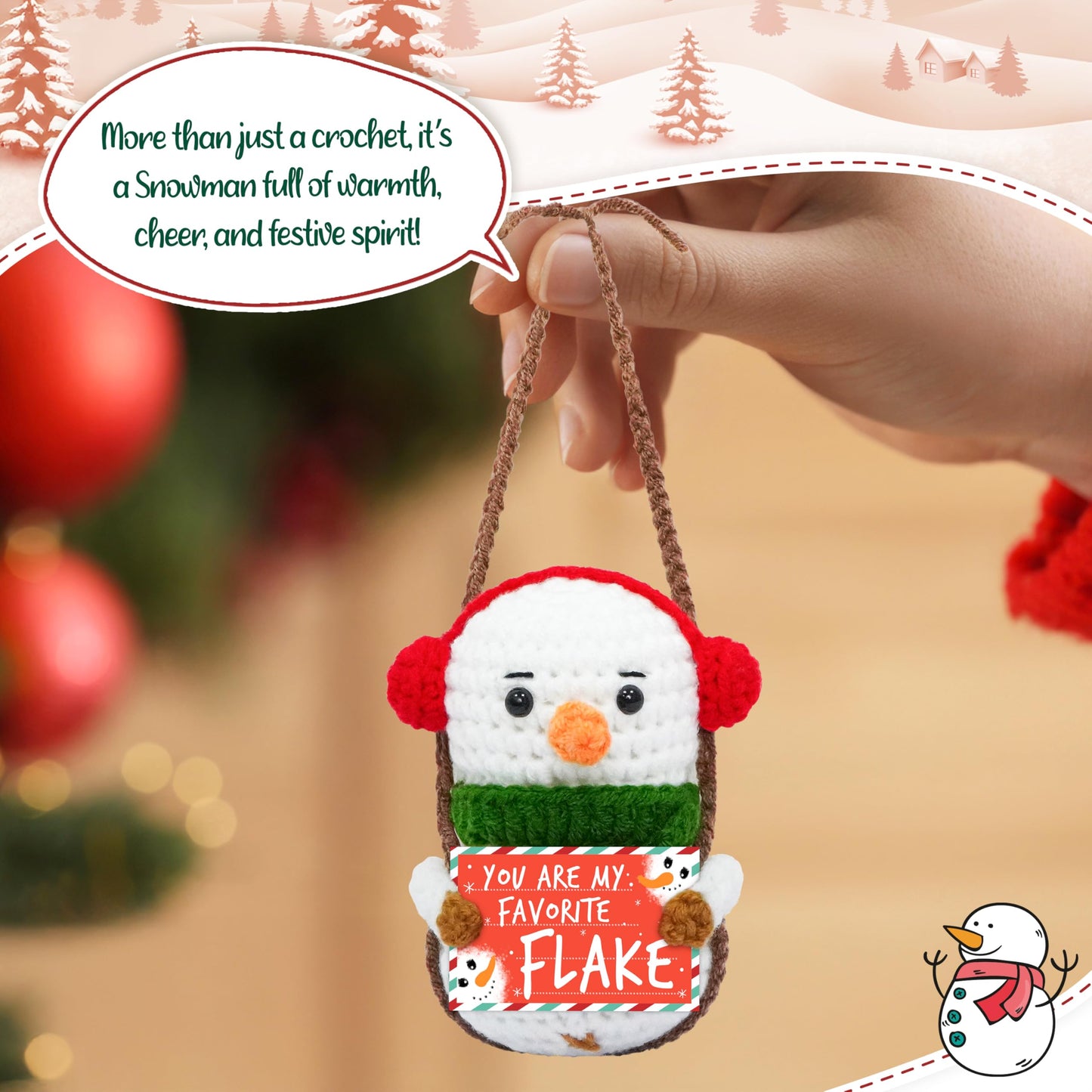 OASSIE Christmas Tree Crochet - Xmas Stocking Stuffers Gifts for Women Men | Christmas Tree Decorations, Christmas Crochet Gifts for Friends/Family/Coworkers, Emotional Support Message, Handmade
