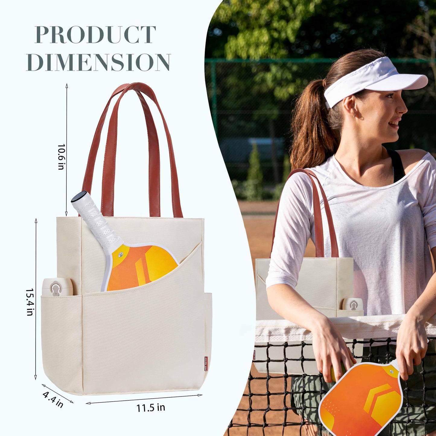 Pickleball Bag for Women Stylish Nylon Tote Fits 2 Paddle, Ball, Gear, Utility Shoulder Handbag for Sports