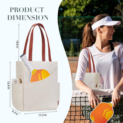 Pickleball Bag for Women Stylish Nylon Tote Fits 2 Paddle, Ball, Gear, Utility Shoulder Handbag for Sports