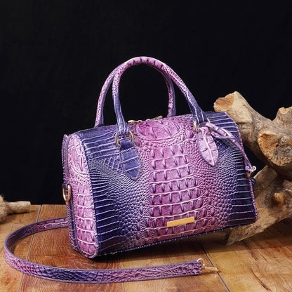 Makcr Joacbv Crocodile Handbag for Women Top Handle Leather Shoulder Purse | Glossy crocodile-embossed vegan leather with rolled handles, buckle details, a structured dome shape, and adjustable strap.