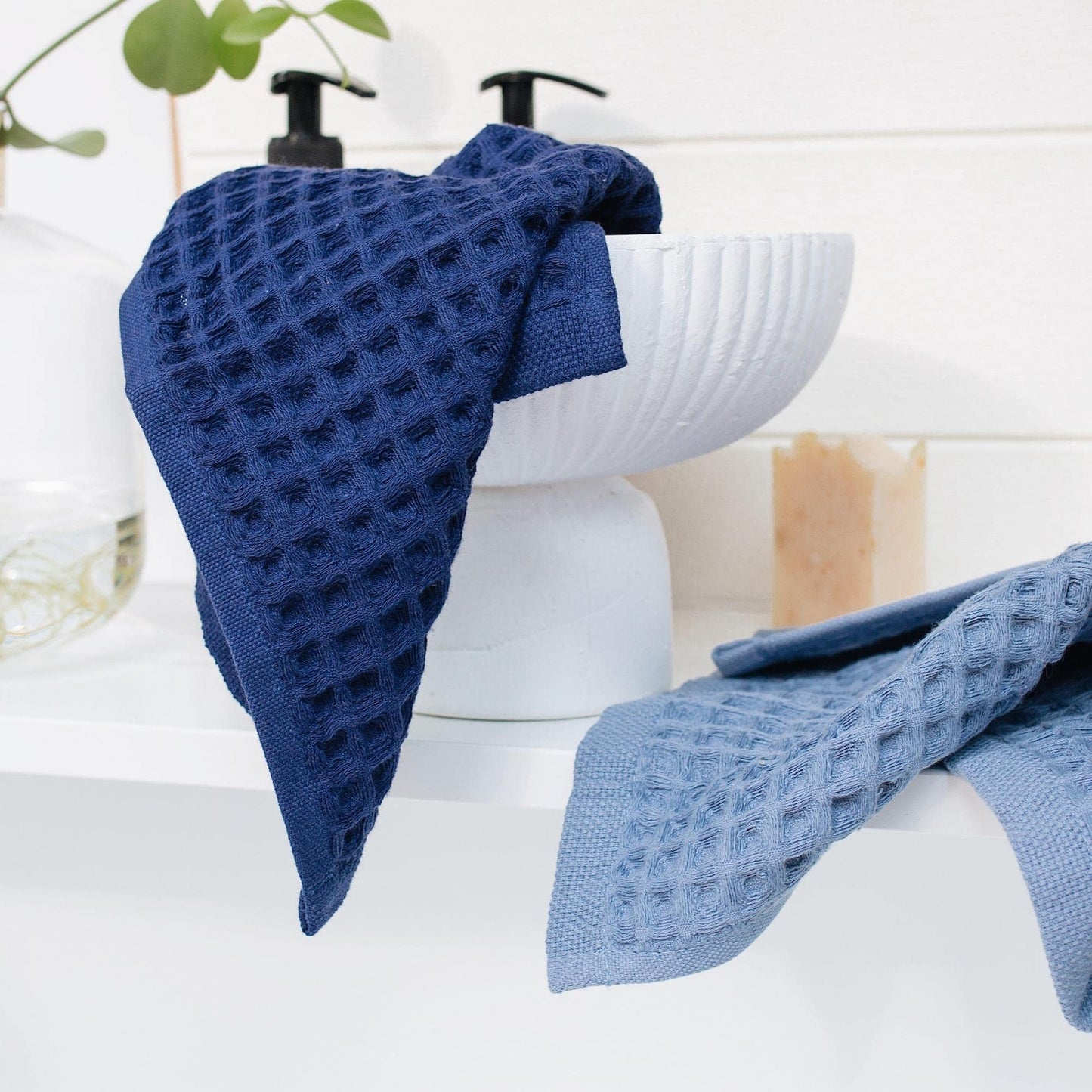 sea me at home Waffle Hand Towel – 100% Turkish Cotton, Quick-Dry, Soft and Absorbent Bathroom Towel (White)