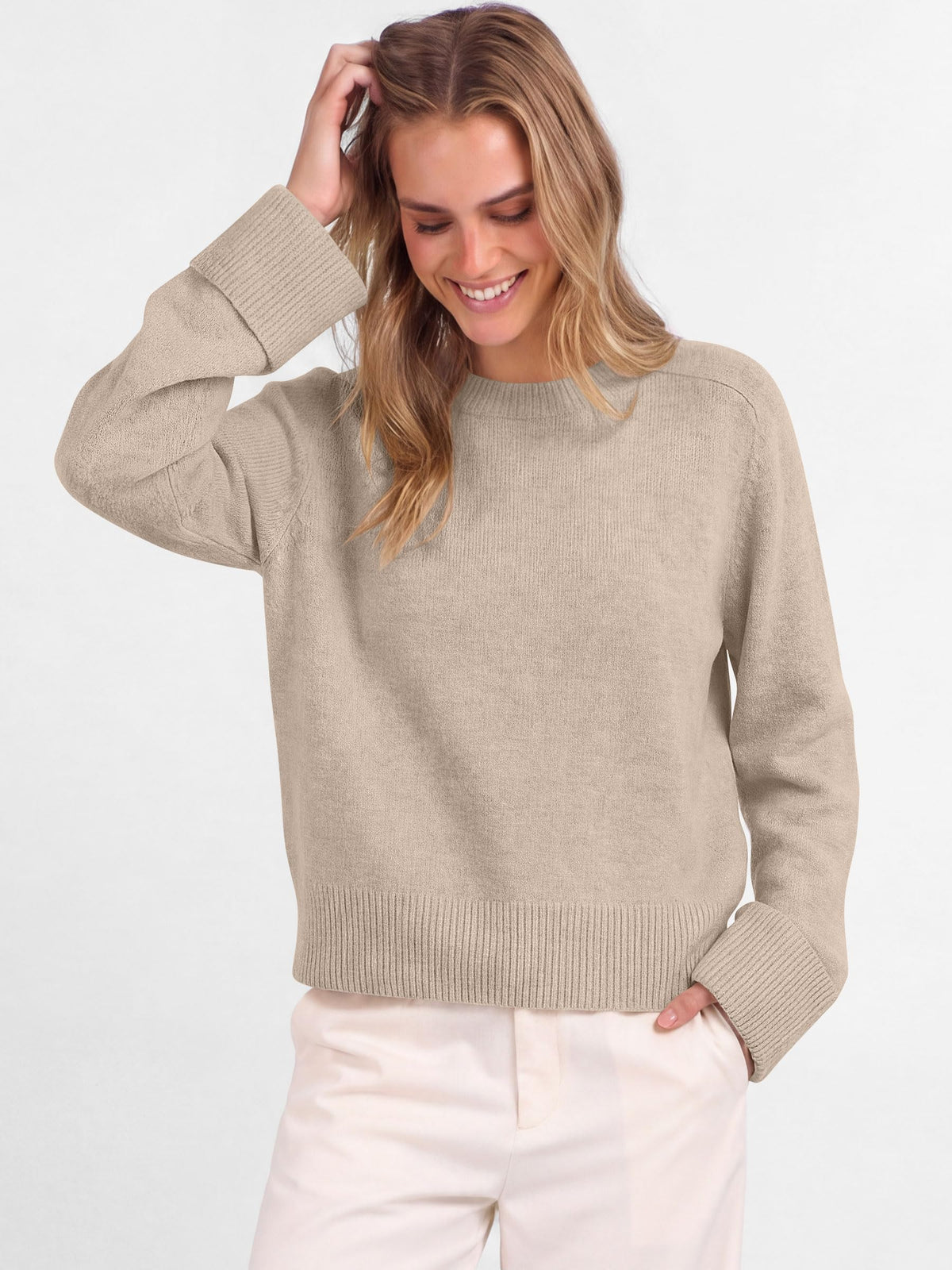 ANRABESS Sweaters for Women Cropped Fall Lightweight Pullover