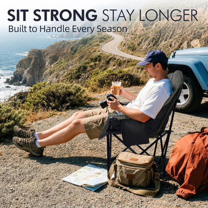 Oversized Camping Chairs for Adults - Heavy Duty Padded Outdoor Camp Chair