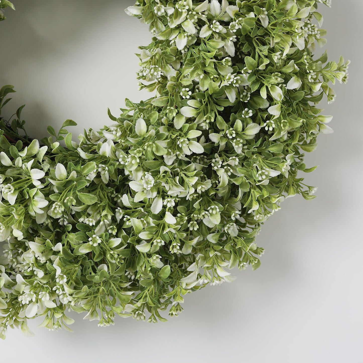 32" Large Artificial Boxwood Wreath for Front Door (White-Green) | Waterproof Fade Resistant,Premium Durable,Faux Aglaia Odorata Wreath,for Wall Window Farmhouse Outdoor All Seasons Decor