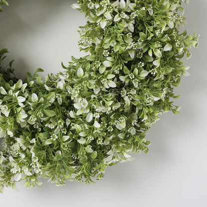 32" Large Artificial Boxwood Wreath for Front Door (White-Green) | Waterproof Fade Resistant,Premium Durable,Faux Aglaia Odorata Wreath,for Wall Window Farmhouse Outdoor All Seasons Decor