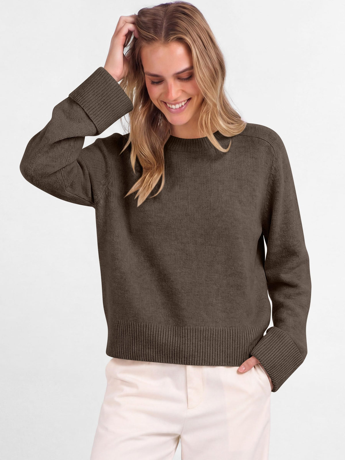 ANRABESS Sweaters for Women Cropped Fall Lightweight Pullover