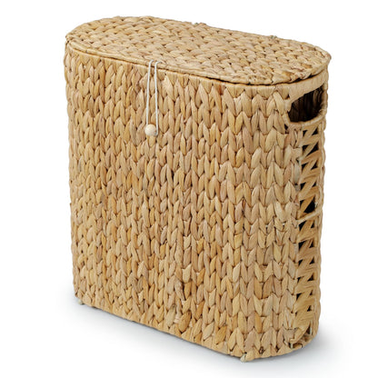 YANGQIHOME Toilet Paper Storage, Water Hyacinth Toilet Paper Storage with Lid, Papers Container for up to 9 Mega Rolls, Bathroom Basket Organizer