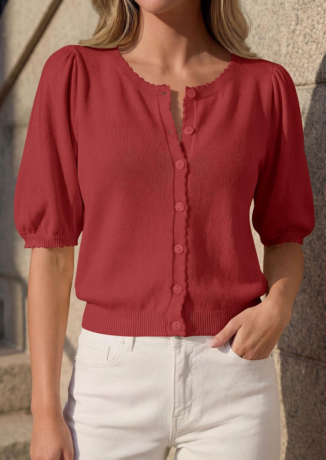 PRETTYGARDEN Women Short Sleeve Lightweight Knit Cardigans