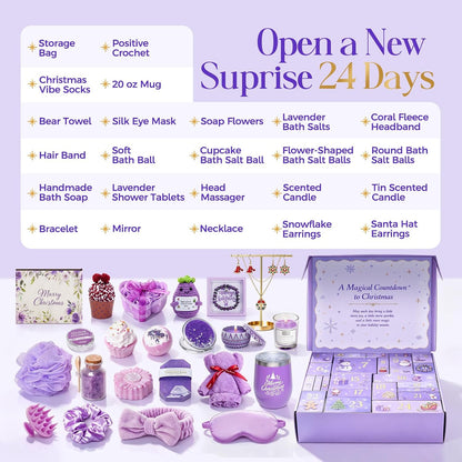 Advent Calendar 2026 for Women, 24 Days of Christmas Countdown Spa Gifts