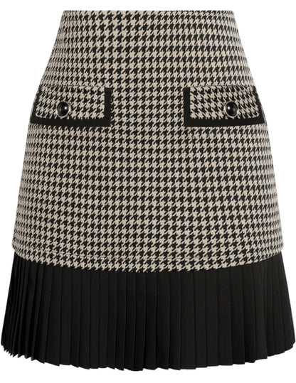 Kate Kasin Women's Plaid Mini Skirt, High Waist Pleated A-Line Skirts