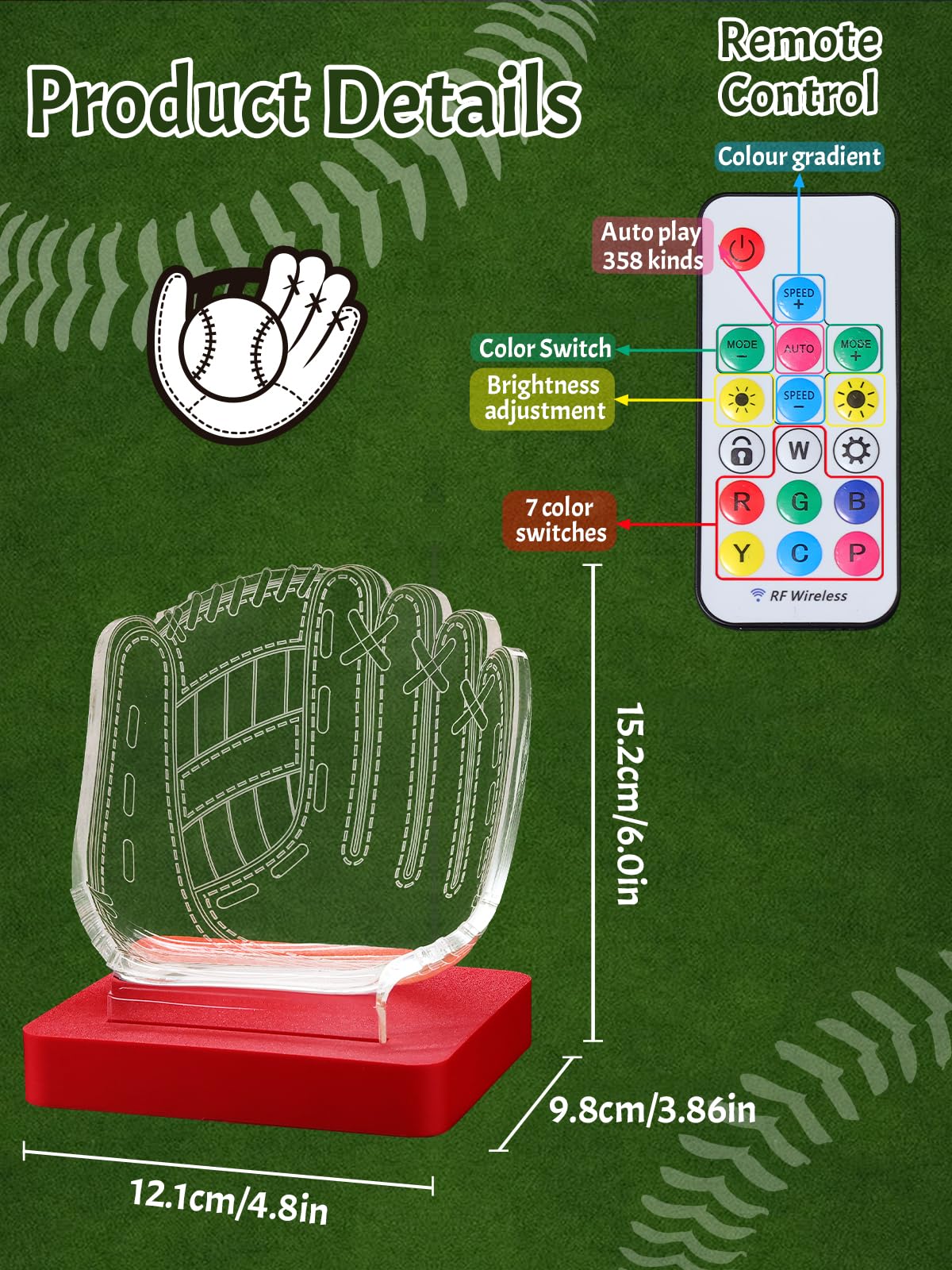 CoolGift Mart Light Up Baseball Glove Display Stand