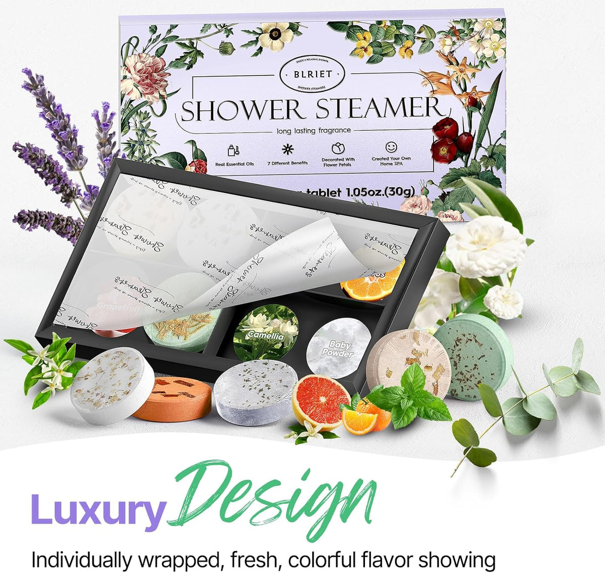 Blriet Shower Steamers Aromatherapy Relief Gifts for Women Teen Girls 8 ct