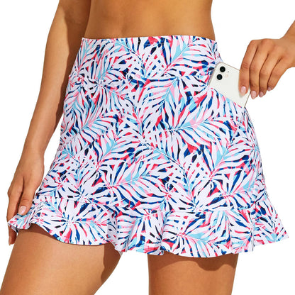 M MOTEEPI 15" Golf Skorts for Women with 4 Pockets High Waisted Ruffle Athletic Tennis Casual Skirts Summer