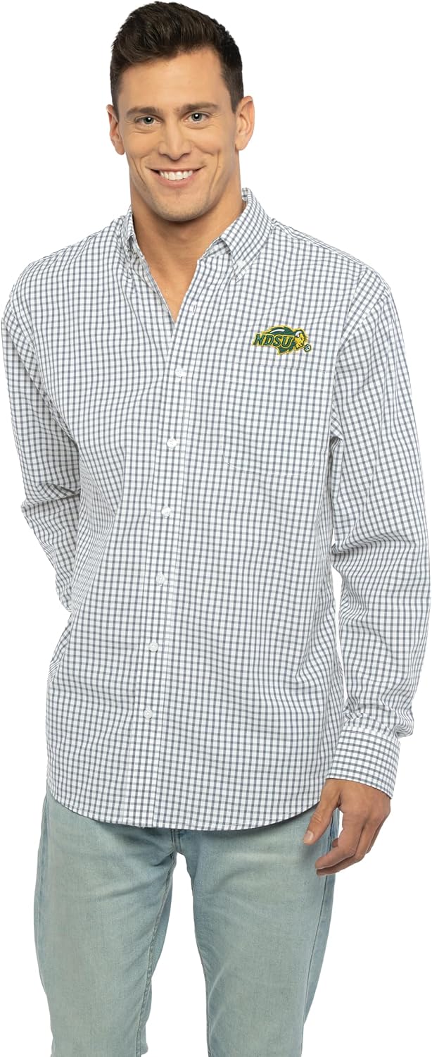 Vantage Men's Collegiate Easy-Care Long Sleeve Gingham Check Button Down Shirt