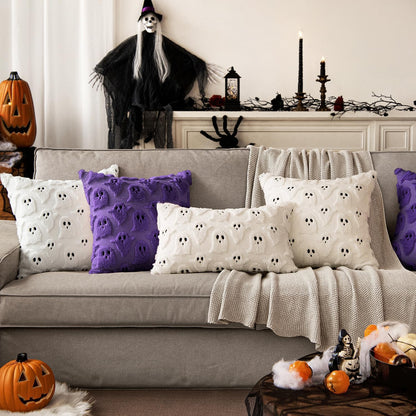MIULEE Cute Ghost Halloween Pillow Covers 20x20 Inch Set of 2 White | Soft Plush Faux Fur Throw Pillows Spooky Fall Decorative Cushion Covers for Couch Sofa Bed Porch Living Room