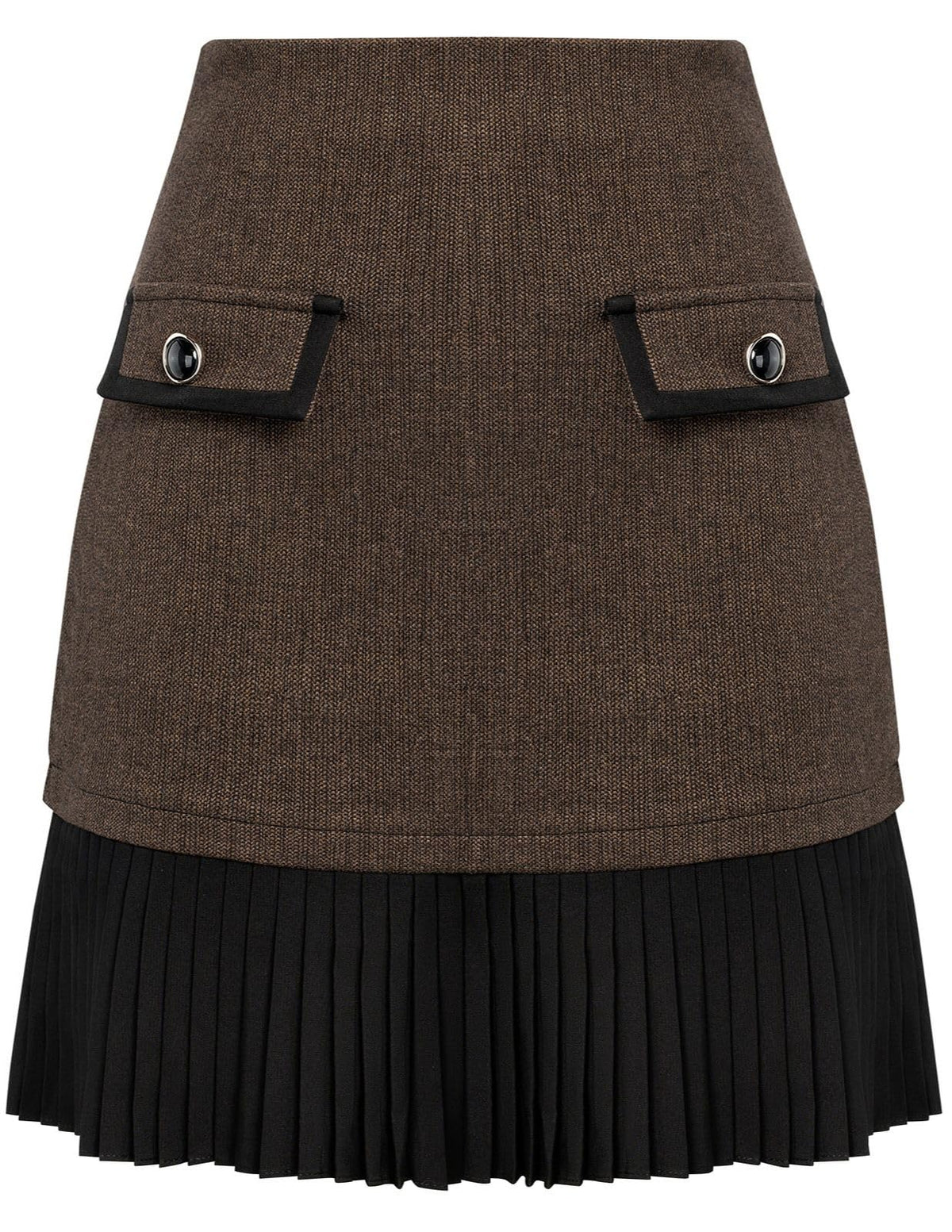Kate Kasin Women's Plaid Mini Skirt, High Waist Pleated A-Line Skirts