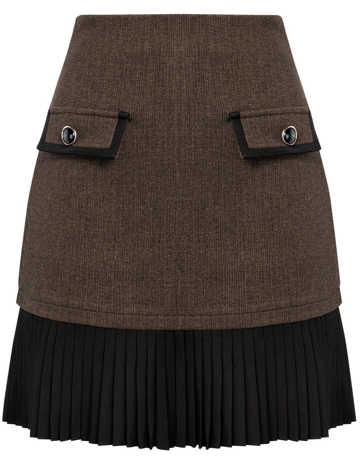 Kate Kasin Women's Plaid Mini Skirt, High Waist Pleated A-Line Skirts