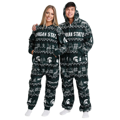 FOCO Unisex NCAA College Team Ugly Pattern Matching Holiday Pajamas One Piece Onesie