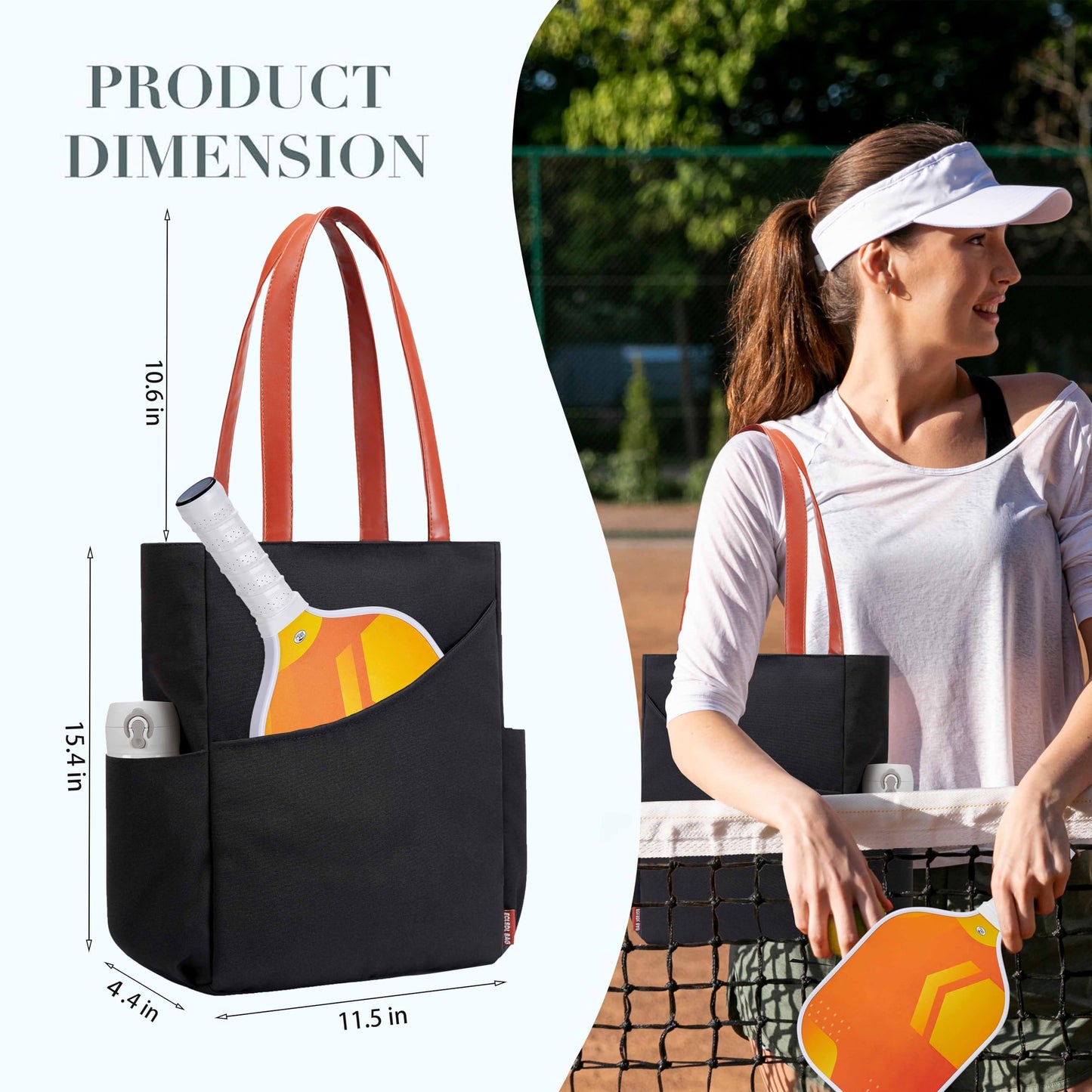 Pickleball Bag for Women Stylish Nylon Tote Fits 2 Paddle, Ball, Gear, Utility Shoulder Handbag for Sports