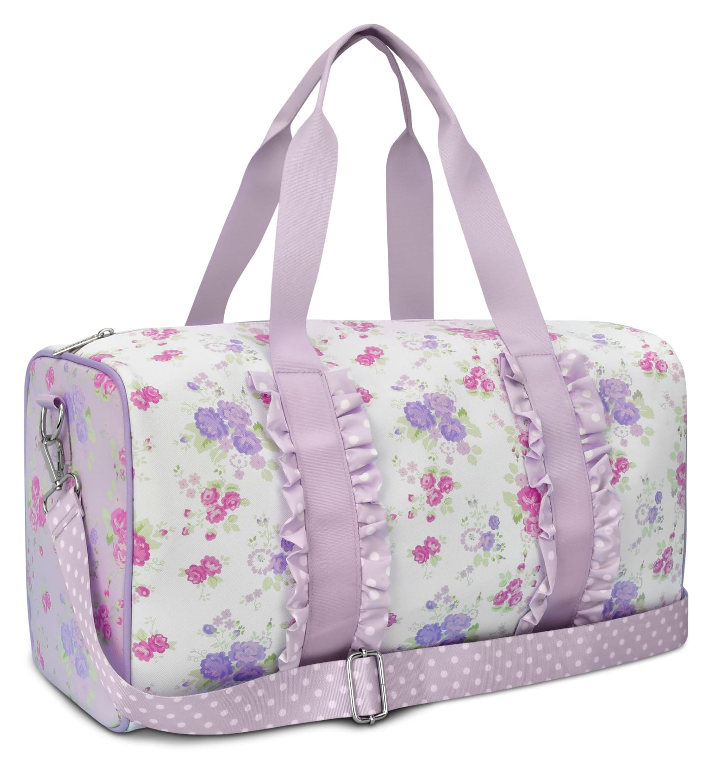 iscream 17" x 10" Duffle Bag with Double Handles, Removable, Adjustable Should Strap and Ruffle Accents - Vintage Vibes