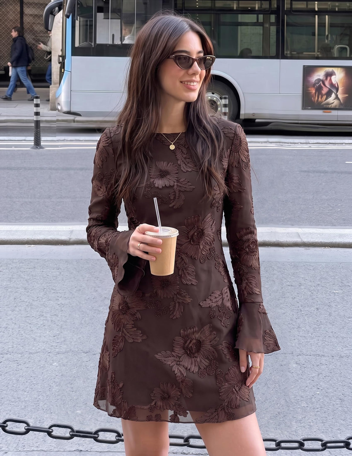 ZESICA Women's 2026 Fall Floral Wedding Guest Cocktail Mini Dress