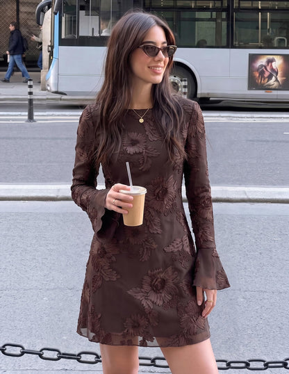 ZESICA Women's 2026 Fall Floral Wedding Guest Cocktail Mini Dress
