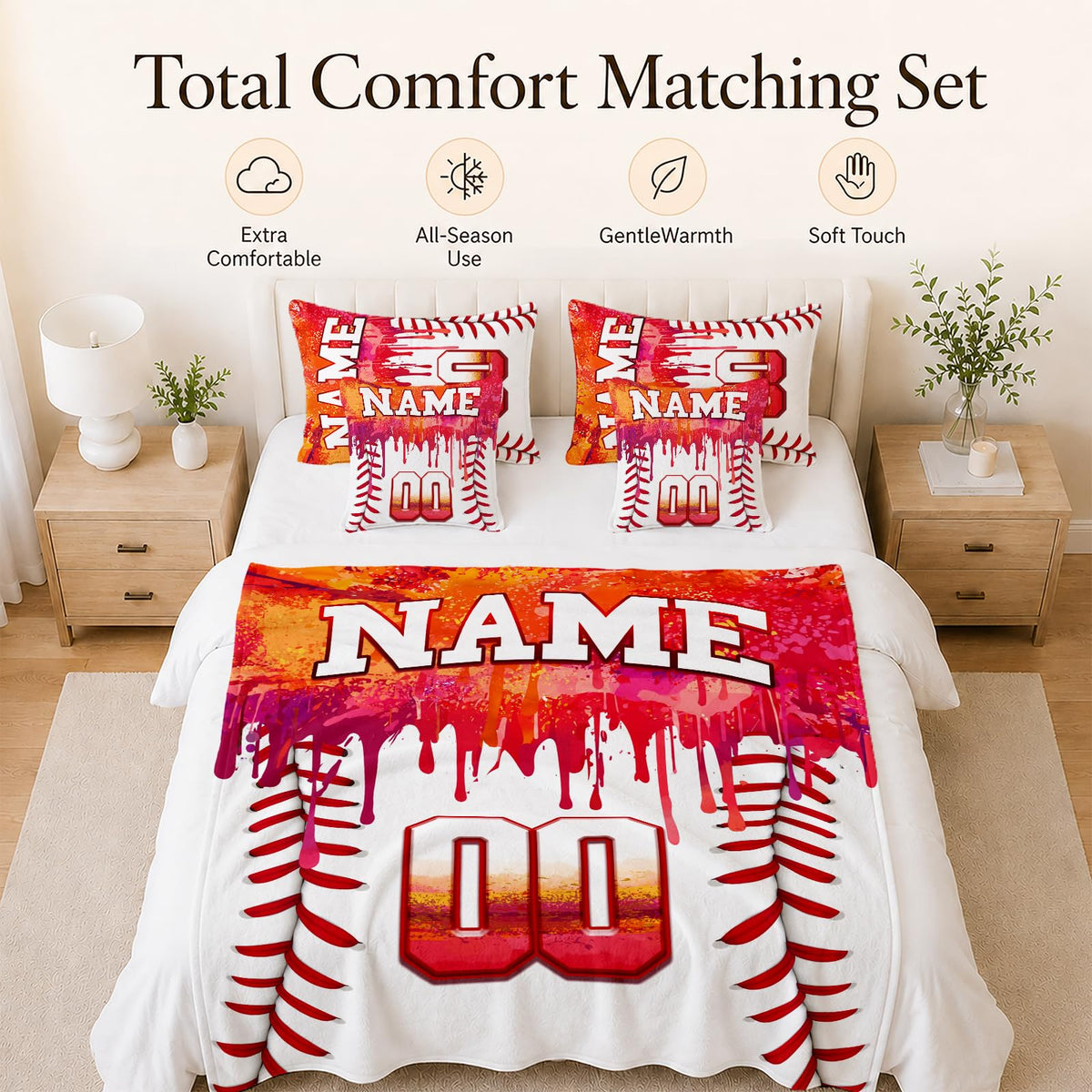 Kids Blanket Custom Baseball Blankets, Splashed Ink Throw Bed Travel