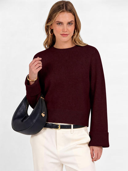 ANRABESS Sweaters for Women Cropped Fall Lightweight Pullover