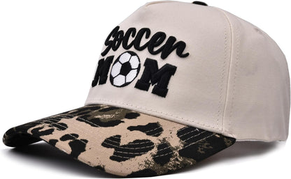 Soccer Mom Trucker hat - Embroidered Adjustable Vintage Sport Mama Baseball Caps Beige